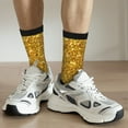 thumbnail image 6 of Vsdgher Gold Glitter Crew Socks for Men & Women, Breathable Casual Athletic Ankle Socks, 6 of 6