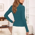 thumbnail image 6 of Bibifish Womens Polo Shirts Long Sleeve Slim Ribbed half Placket shirts Basic Soft Tailored Summer Everyday Wear Tops, 6 of 8