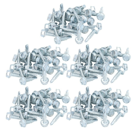 Sheet Metal Screws, Zinc Plated Corrosion Resistant Prevent Cracking Self Drilling Screw Standard 250Pcs For Wood Work Hex Head,Round Washer Head