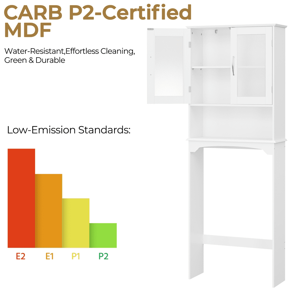 Alden Design Modern Free-Standing over-the-Toilet Storage Cabinet, White