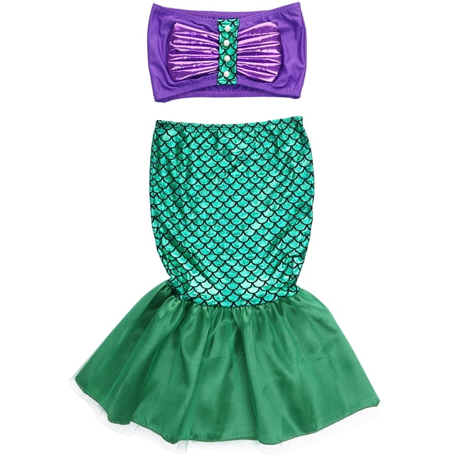 Top corto para niñas pequeñas + falda de sirena Traje de baño Ropa para niños XBTCLXEBCO Verde, 6-7 años
