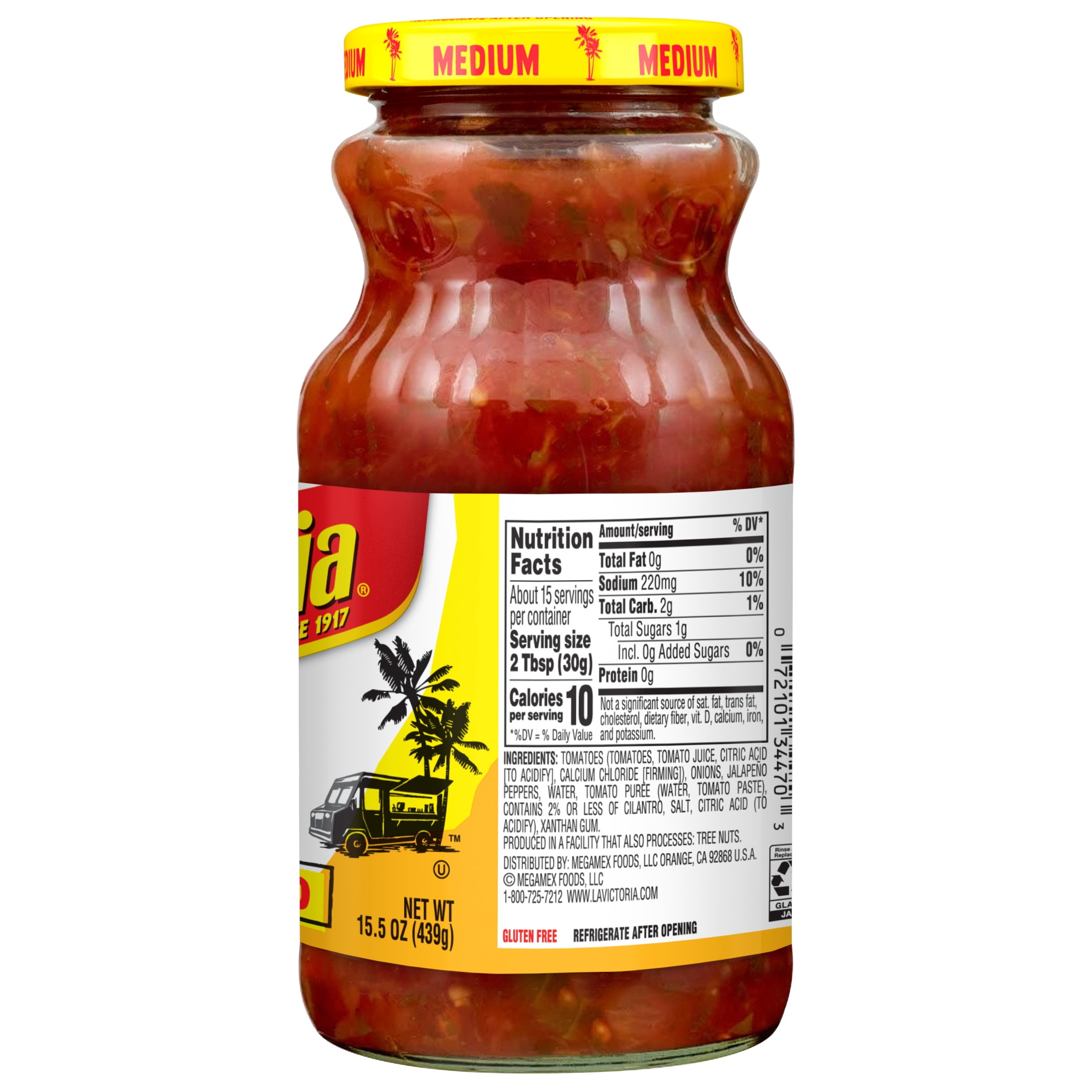 (2 pack) LA VICTORIA Medium Salsa Cilantro Mild, Shelf-Stable, 15.5 oz Glass Jar