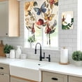 thumbnail image 6 of Spring Vintage Tie Up Curtain 63 Inches Long, Red Flower Blue Butterfly Leaves Oil Painting Balloon Style Kitchen Window Curtain Over Sink, Small Window Rod Pocket Curtain 42"x63", 6 of 9