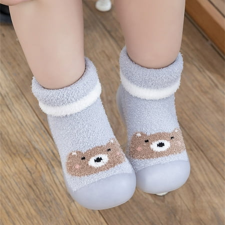 

TOWED22 Toddler Girl Sneaker Toddler Kids Baby Boys Girls Shoes First Walkers Thickened Warm Cute Cartoon Socks Hot Pink