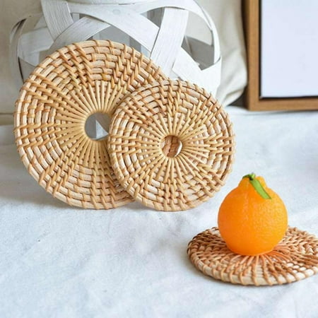 

Magazine Rattan Woven Coaster Table Insulation Home Furnishing Coaster Anti-scalding Mat