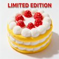 thumbnail image 2 of Mini Strawberry Cake Squishy with Slow Rising Pu Foam, 1 Pack, Yellow and White with Red Strawberries, for Kids and Adults Relaxation, Squeeze Toy, 2 of 3