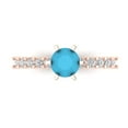 thumbnail image 2 of 1.05ct round cut turquoise 14k rose gold Bridal Wedding Engagement Promise Anniversary Ring for Women size 8.75, 2 of 7