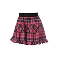 thumbnail image 3 of xiaxaixu Women's Ruffle Mini Skirt, Elastic High Waist Plaid Print A-Line Skirt, 3 of 9
