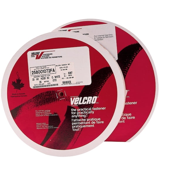 Velcro Brand Reclosable Fastener, Acrylic Adhesive, 75 ft, 1 in W, White 191033