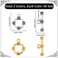 thumbnail image 2 of 1Box 60 Sets Toggle Clasps Gold Silver Toggle Bracelet Clasps Toggle Clasp Sets OT Clasp T Bar Ring Clasps Round Toggle Clasps Findings Clasps Bracelets DIY Supplies, 2 of 6