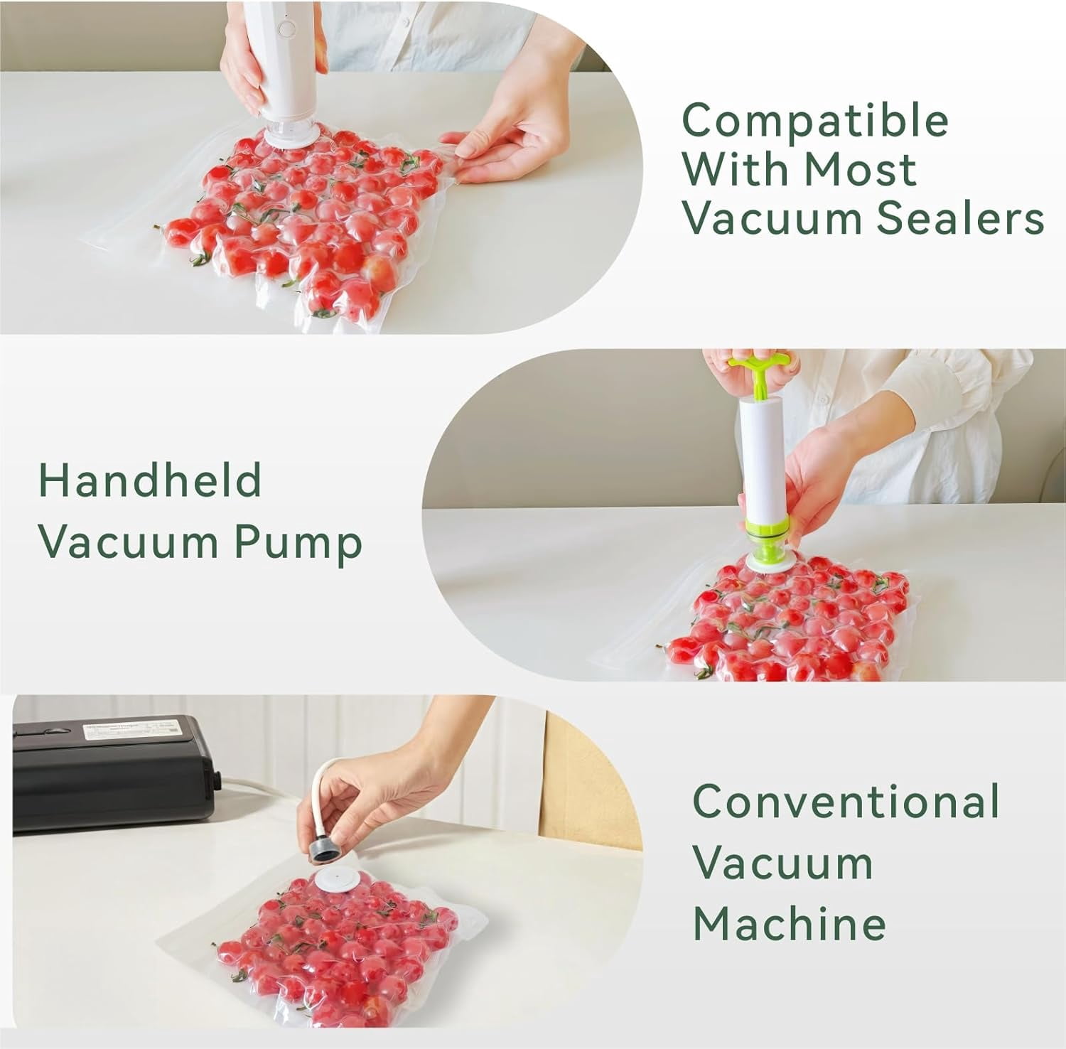 KIBVOE Vacuum Sealer Bags for Food 30 Pcs (8.3 * 8.7in), BPA-Free Sous Vide Bags Reusable, Compatible with Most Handheld Sealers and Vacuum Sealer Machines