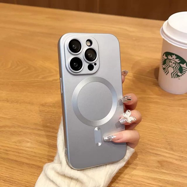 For Magsafe Magnetic Wireless Charge Phone Case For iPhone 15 14 Plus 13 12 11 Pro Max Soft Silicone Glass Lens Protection Cover RJ