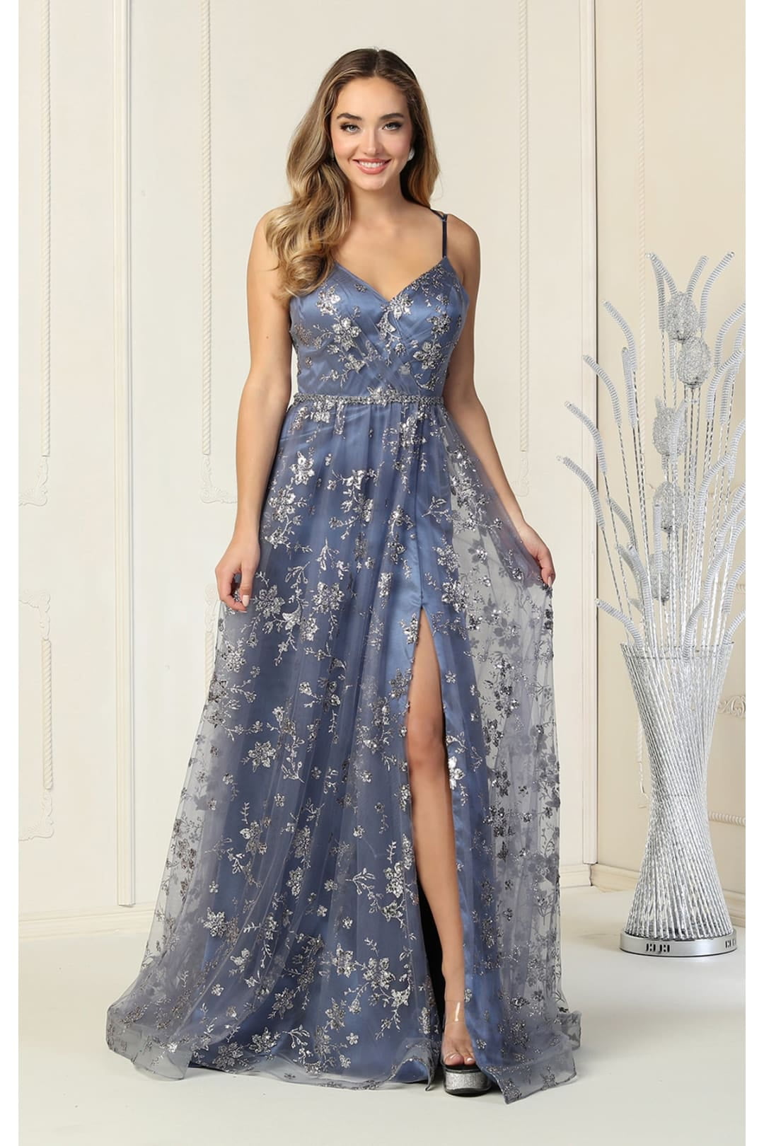 Formal Dress Shops Inc Red Carpet Stunning Formal Gown Dusty Blue 6