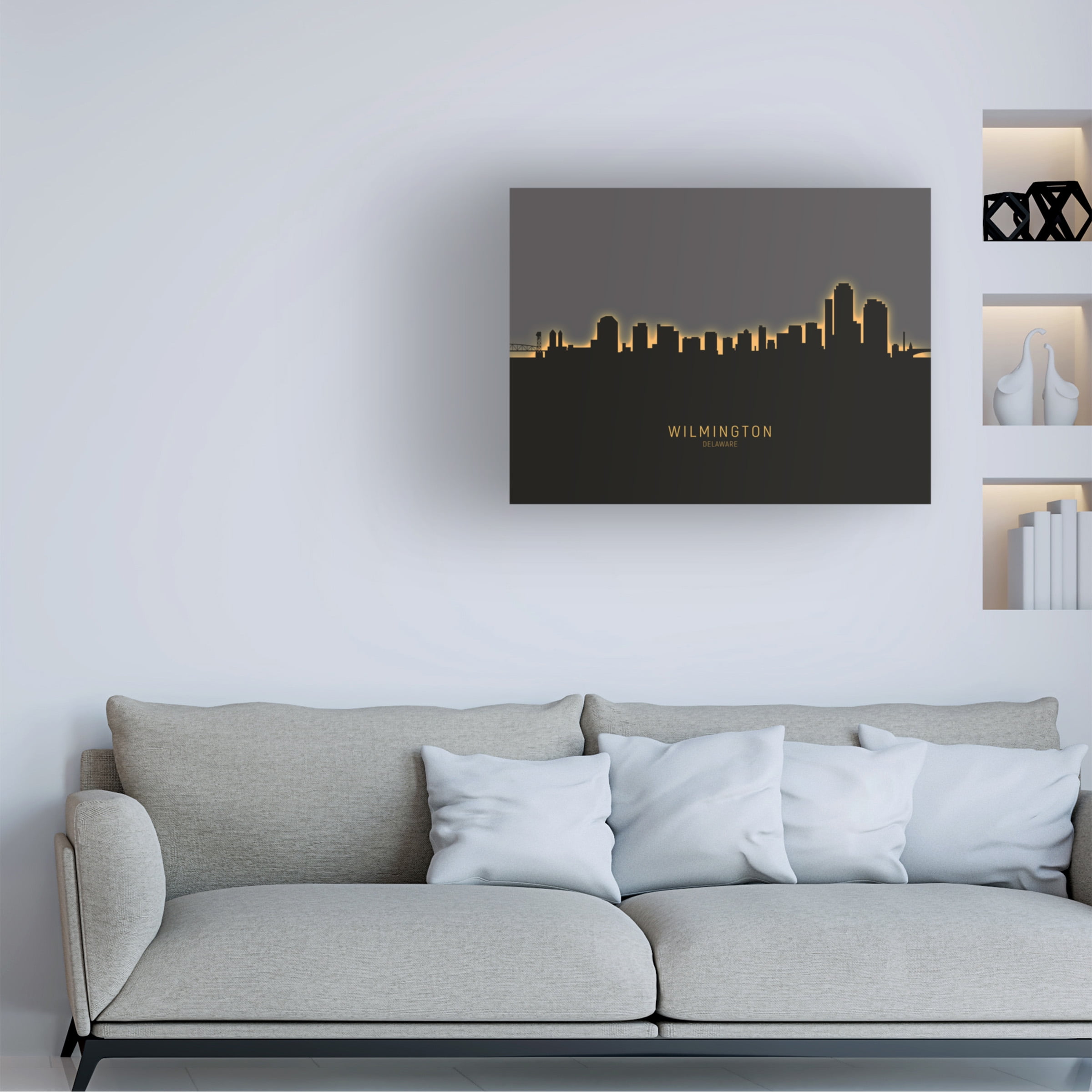 Michael Tompsett 'Wilmington Delaware Skyline Glow II' Canvas Art