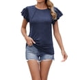 thumbnail image 3 of TAGOLD Summer Casual Tops,Plus Size T-shirt Blouse for Womens, Women's Spring And Summer Fashionable Ruffled Short Sleeved Round Neck,Short Sleeve Round-Neck Blouses & Shirts, 3 of 5
