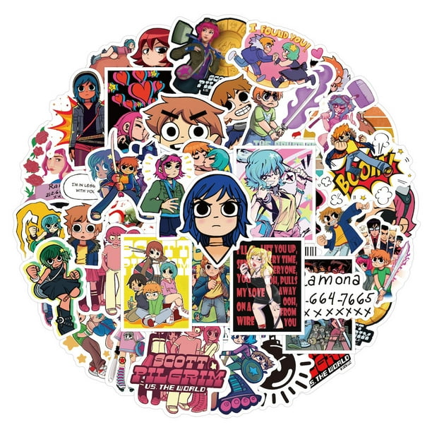 Paquete de pegatinas Scotts Pilgrims Anime, 55 piezas, 5-7 cm