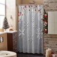 thumbnail image 3 of Winter Snowflake Bathroom Shower Curtain Christmas White Pine Branch Gray Wood Grain Waterproof Washable Shower Curtains for Bathtub Bath Decor with Grommets and Hook 72 X 72 Inch, 3 of 8