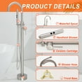 thumbnail image 4 of SUNRINX Freestanding Tub Faucet, 2-Handle Freestanding Tub Faucets with Brass Two-Function Handshower, Max 6 GPM Floor Mount Tub Filler Bathtub Faucet with 360° Swivel Spout, Brushed Nickel, 4 of 12