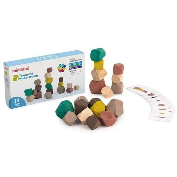 Miniland Educational MLE94052 Wooden Construction Stackable Stones