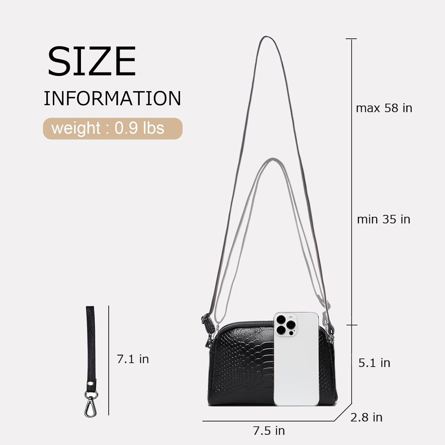 Small Crossbody Bags for Women Genuine Leather Wristlet Clutch Purses Crocodile Pattern Crossbody Purse