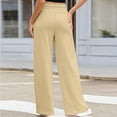 thumbnail image 5 of YuXingFu Women Wide Leg Cargo Pants Wide Leg Jeans Capris Yoga Cropped Pants Womens Casual Solid Color Pants Straight Wide Leg Trousers Pants Beige L, 5 of 6