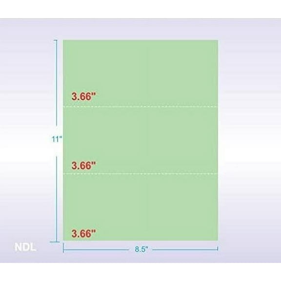 20# Green Micro Perforated at 3.66 Inches, 7.33 Inches, Letter Size 8.5 x 11 500 Sheets Per Ream