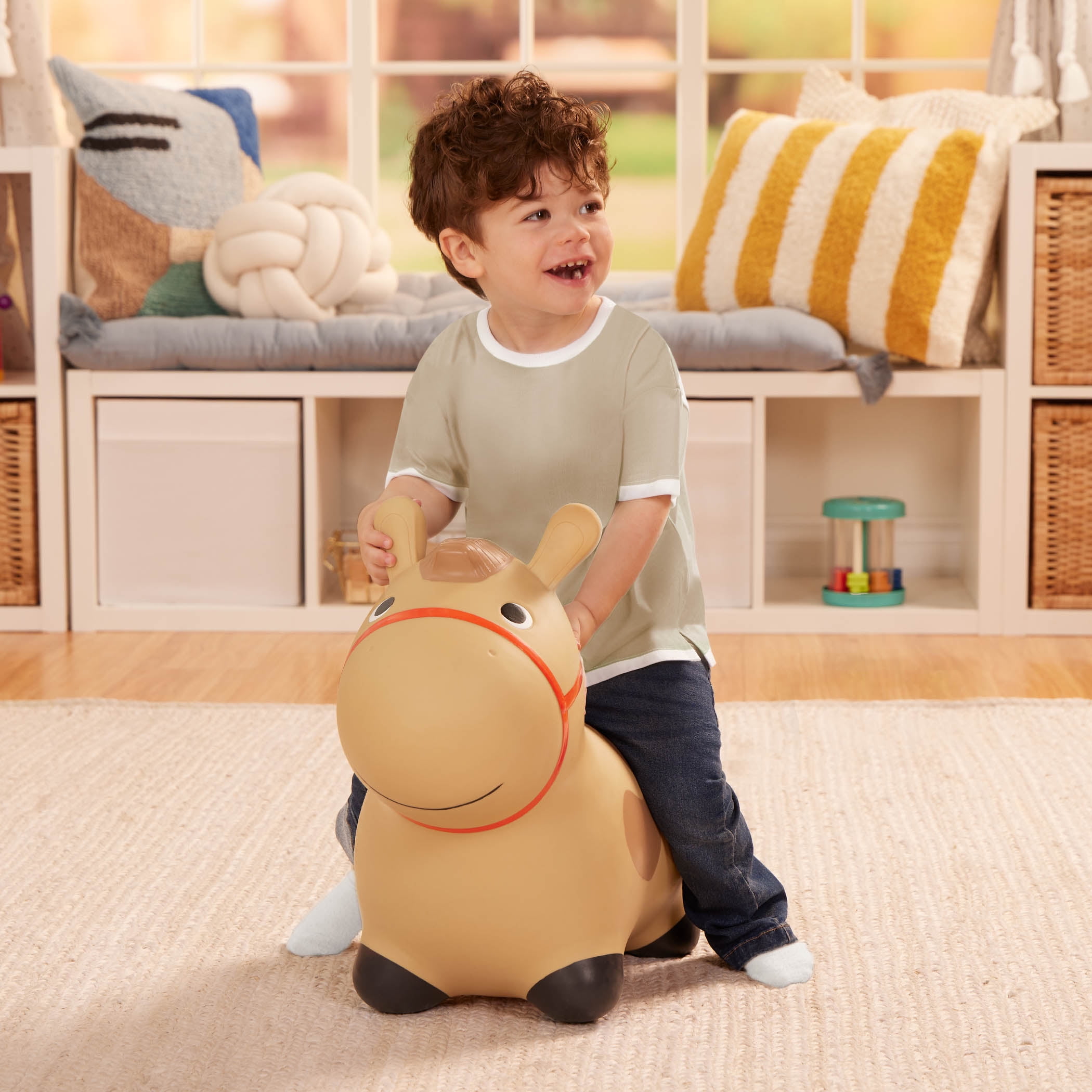 Battat Hoppin’ Pony Inflatable Bouncy Animal Ride-on, Preschool Toys for Toddlers 18 months +