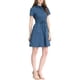 thumbnail image 5 of Vestido mini de mujer Inspire Chic, con ajuste y vuelo, cuello, bolsillos y cintura elástica en gris azul, 5 of 8