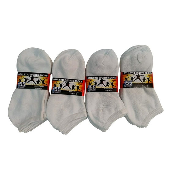 Yacht & Smith 12 Pairs of Kids White Cotton Low Cut Ankle Socks (Sock Size 4-6)