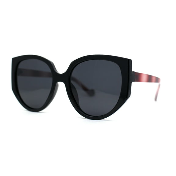 Polarized Womens Mod Oversized Flat Butterfly Fashion Sunglasses Black Burgundy / Black