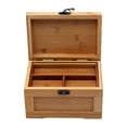 thumbnail image 2 of Caja de joyería de madera de bambú con tapa con bisagras, caja de baratija vacía, rústico para decoraciones del hogar para mujeres y, 2 of 9