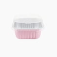 thumbnail image 1 of Zhuge 100 mini moldes de aluminio para hornear cupcakes con tapas, recipientes desechables para pasteles, moldes para flan, pudín, suflé, fiesta, boda (rosa), 1 of 5