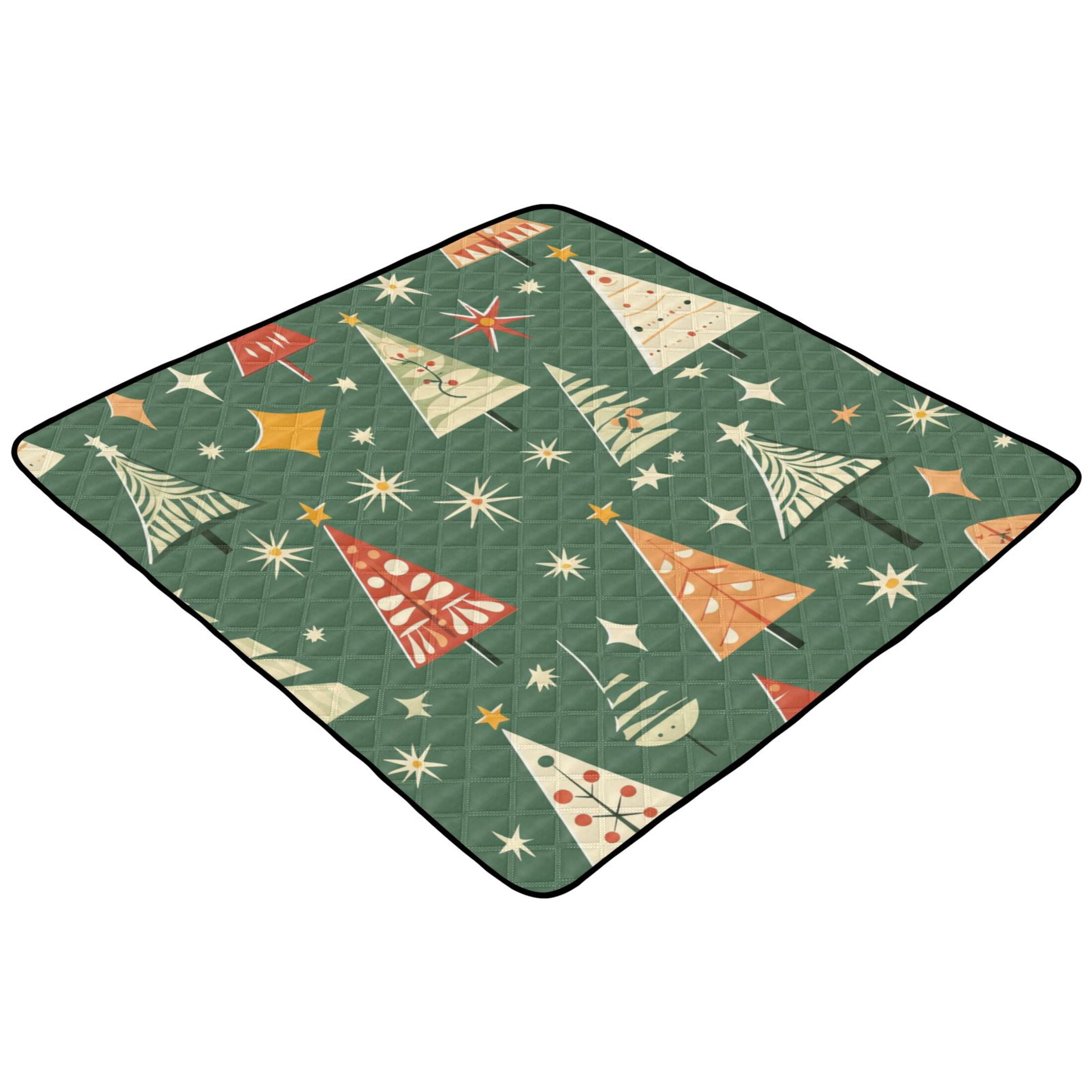 WOBOGO A Pattern Of Christmas Trees and Stars Baby Playmats Extra Large Waterproof Rollable Activity Pads for Toddlers 50×50inch