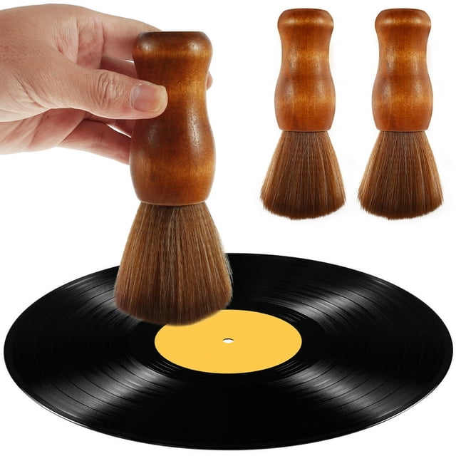 MesaSe 2PCS Turntable Vinyl Record Cleaning Brush Anti-Static Vinyl Records Cleaner Wooden Handle Soft Dust Brush Remover for Vinyl Record Camera Lens Screen
