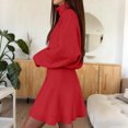 thumbnail image 3 of Huankd Womens Skirt 2 Piece Sweater Set Long Sleeve Crewneck Sweaters Pleated Mini Skirt Knit Lounge Sets Red M, 3 of 5