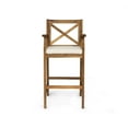 thumbnail image 2 of Logan Outdoor Acacia Wood Barstool, Teak and Cream, 2 of 6