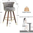 thumbnail image 3 of Taiweny Counter Height Bar Stools Set of 2, 27” Velvet Tufted 360-Degree Swivel Barstools with Back & Footrest, Modern Upholstered Bar Chairs for Kitchen Counter/Cafe, Grey, 3 of 12