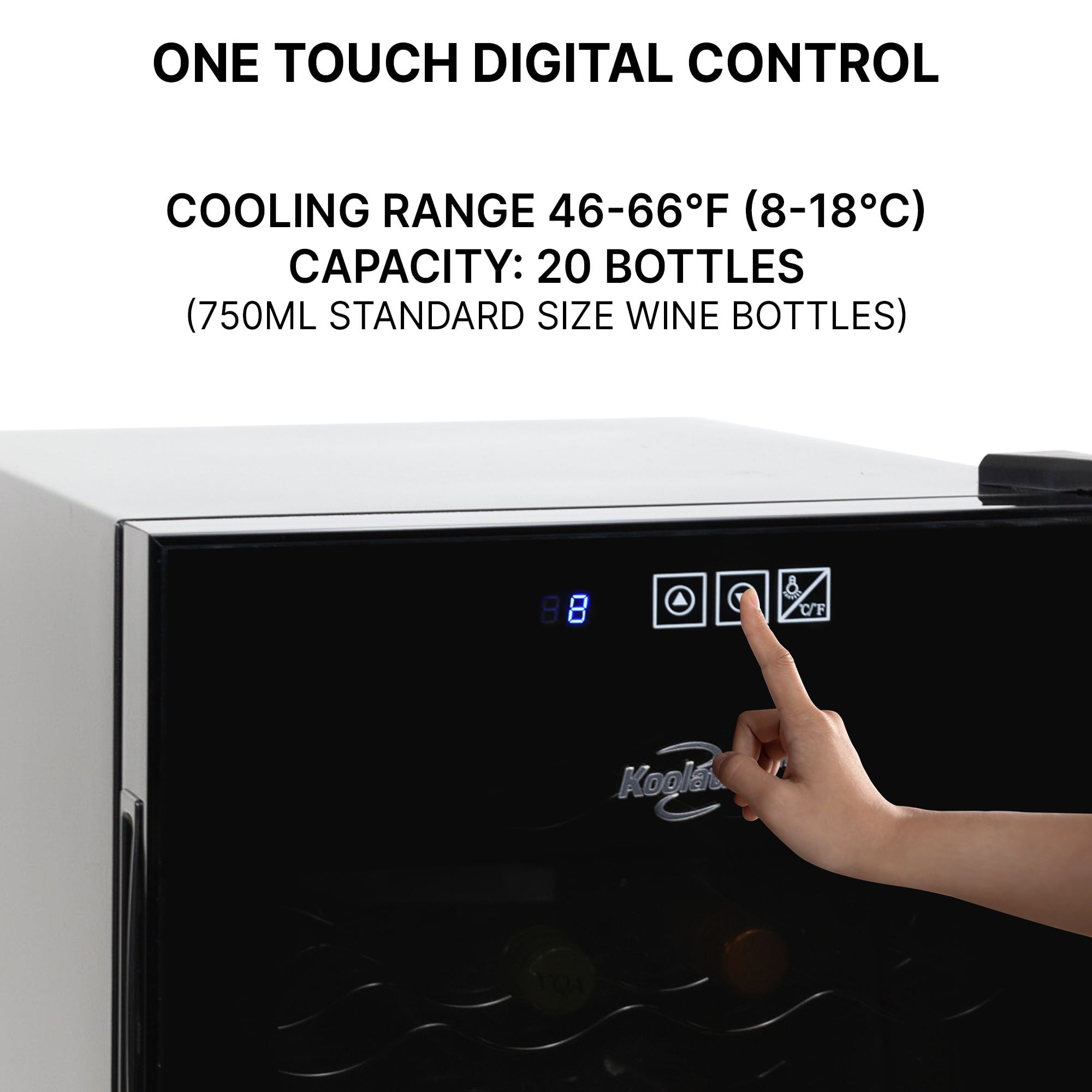 Koolatron 20 Bottle Wine Cooler, Black Thermoelectric Wine Fridge, 1.7 cu. ft. (48L), Freestanding Wine Cellar, Sparkling Wine Storage for Home Bar, Apartment, Condo