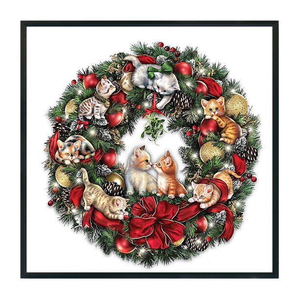 Cuadros Decorativos Guirnalda de Navidad Punto de cruz completo 11CT Hilo de algodón DIY Arte impreso (szx2371) Tmvgtek embutido en tela