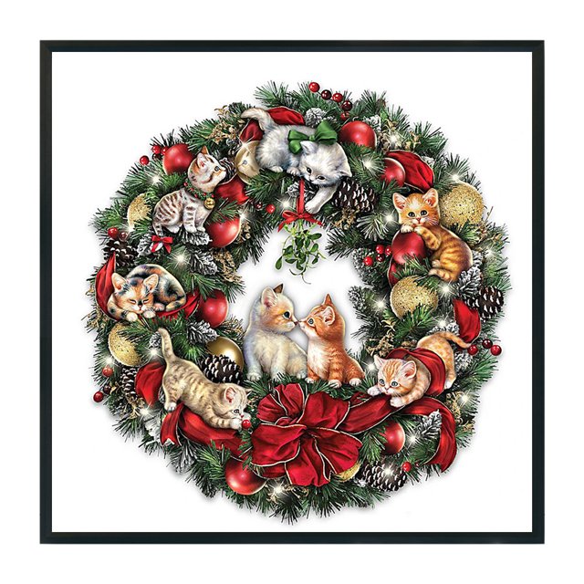 Cuadros Decorativos Guirnalda de Navidad Punto de cruz completo 11CT Hilo de algodón DIY Arte impreso (szx2371) Ehuebsd embutido en tela