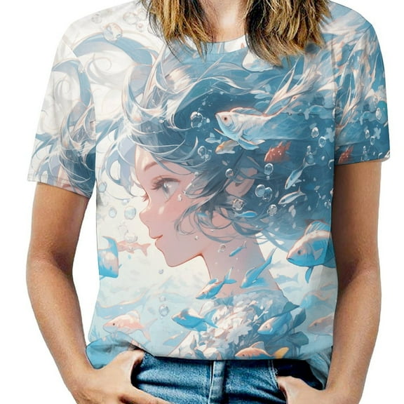 Mermaid Glitter Fish Scale Girls T Shirts Basic T-Shirt Short Sleeve Ladies Tee Shirt Summer Graphic Clothing