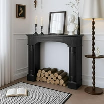 EPICOZY 43.3" Fireplace Mantel, Freestanding Fireplace Surround with Leg for Electric Fireplaces, MDF Mantel Surround with Shelf for Living Room with Decorative Pattern, Anti-Tipping & Waterproof