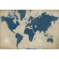 thumbnail image 3 of Schlabach, Sue 14x11 Black Modern Framed Museum Art Print Titled - Burlap World Map I Navy, 3 of 5