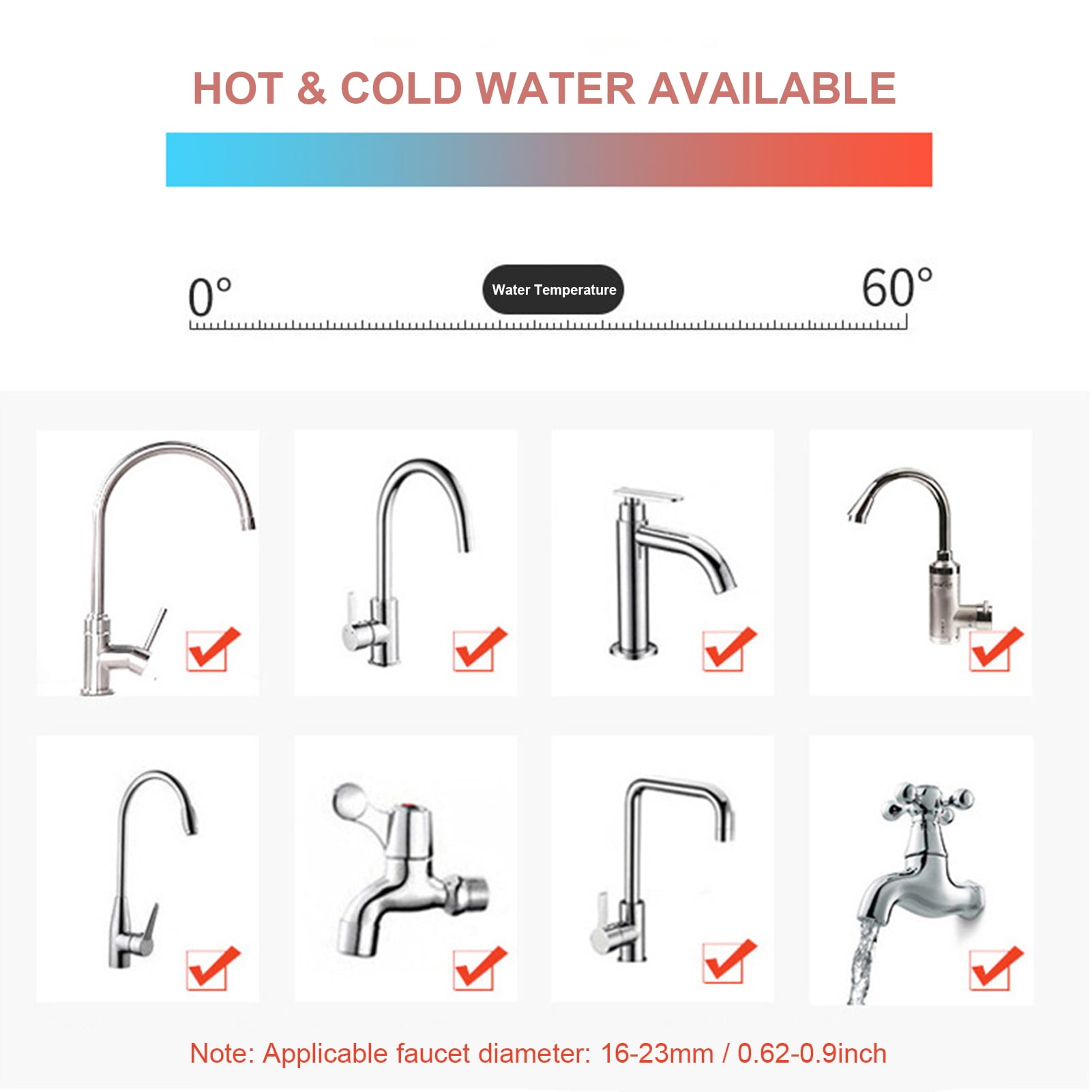 Proof Kitchen Tap Filter Retractable Tap Head Nozzle Extender 360Degree Adjustable Filtration