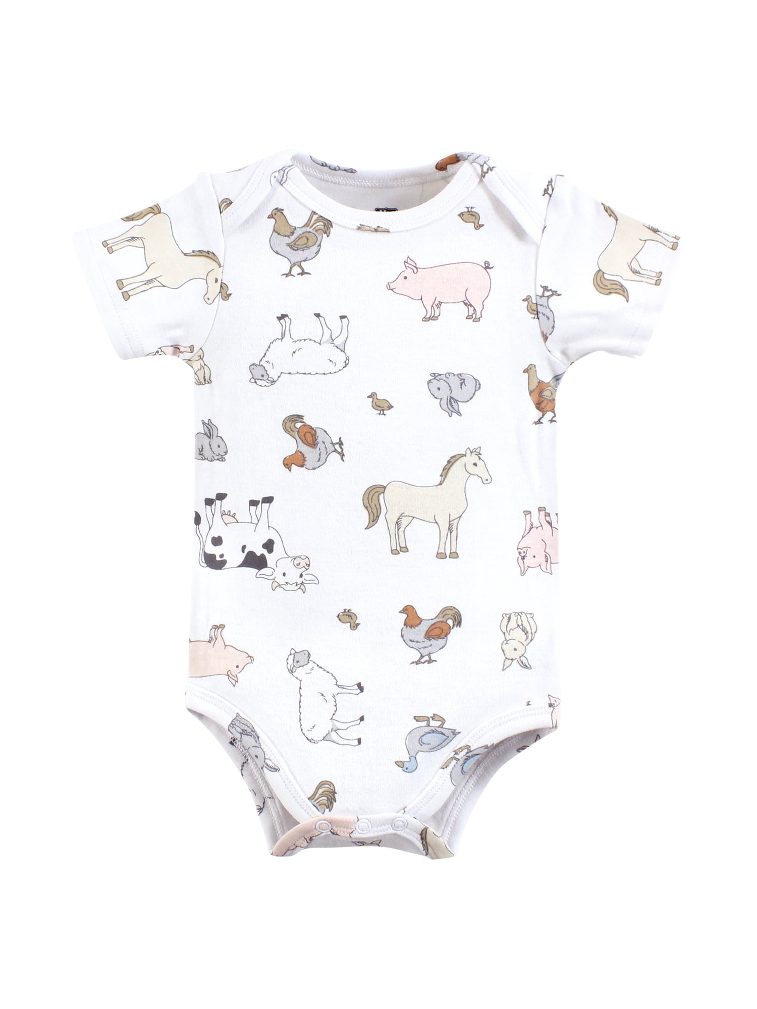 Hudson Baby Short Sleeve Bodysuits, 5-Pack, Newborn- 24 Months