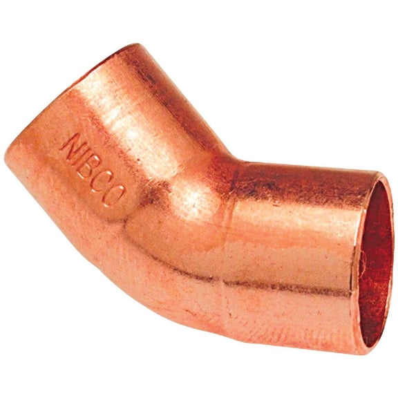 W01360T Pipe Fittings, Wrot Copper Elbow, 45 Degree, 1-In. - Quantity 1