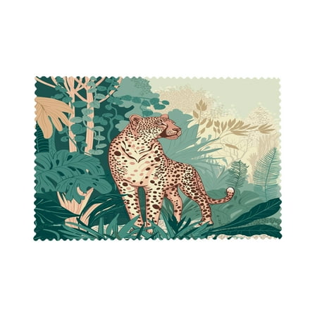

Non-Slip Placemats Set of 4 Leopard In The Rainforest Table Mats for Home Party Dining Decor 12x18 Inch