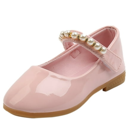 

EHTMSAK Toddler Baby Girl s Party School Wedding Spring Summer Fall Ballet Shoes Flats Kids Dress Pearl Crystal Soft Sole Mary Jane Pink 1Y-11Y 28