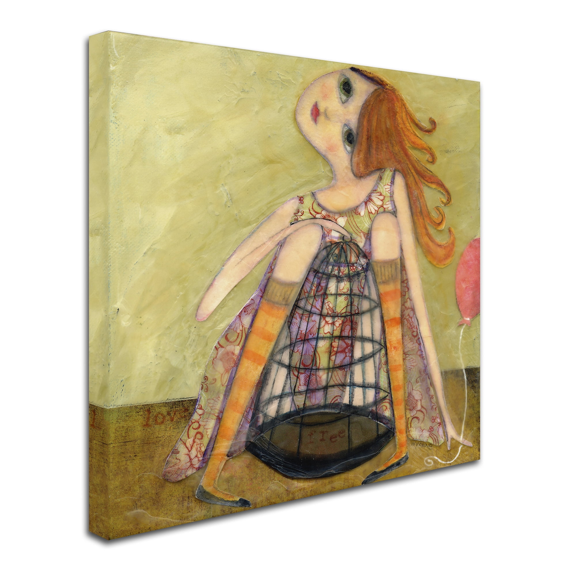 Trademark Fine Art 'Big Eyed Girl If You Love Something' Canvas Art by Wyanne