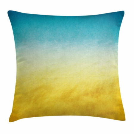 Yellow and Blue Throw Pillow Cushion Cover, Surf Waves Ocean Beach Exotic Dreamy Gradient Toned Blurry Landscape, Decorative Square Accent Pillow Case, 20 X 20 Inches, Sky Blue Yellow, by (Best Stuffing For Throw Pillows)